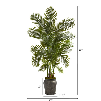 70" Areca Palm Artificial Tree in Metal Planter