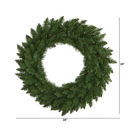 24" Green Pine Artificial Christmas Wreath with 35 Clear LED Lights