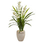4"  Cymbidium Orchid Artificial Plant in Sandstone Planter