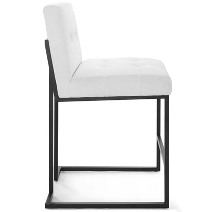 Privy Black Stainless Steel Upholstered Fabric Counter Stool by Modway