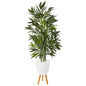 53" Bamboo Palm Artificial Tree in White Planter with Stand