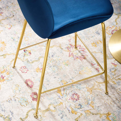 Scoop Gold Stainless Steel Leg Performance Velvet Counter Stool by Modway