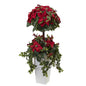 4' Poinsettia Berry Topiary w/Decorative Planter