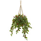 40"  Variegated Holly with Berries Artificial Plant in Hanging Basket