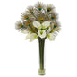 36"  Peacock and Calla Lily Artificial Arrangement in Cylinder Glass