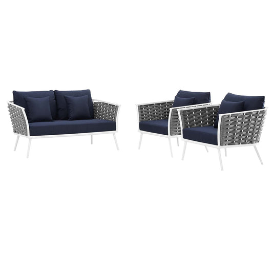 Stance 3 Piece Outdoor Patio Aluminum Sectional Sofa Set by Modway