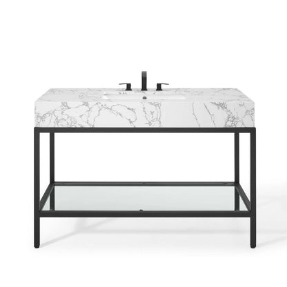 Kingsley 50" Black Stainless Steel Bathroom Vanity by Modway