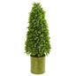 41"  Eucalyptus Cone Topiary Artificial Tree in Metal Planter (Indoor/Outdoor)