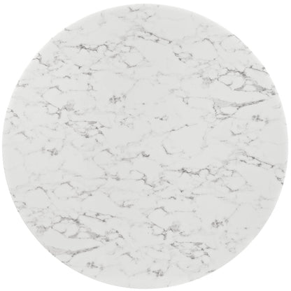 Lippa 60" Round Faux Marble Dining Table with Tripod Base by Modway