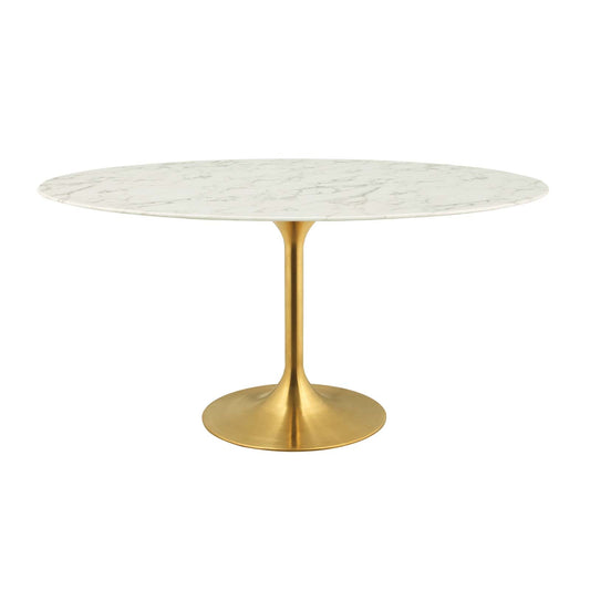Lippa 60" Oval Faux Marble Dining Table by Modway