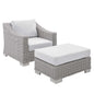 Conway 2-Piece Sunbrella¨ Outdoor Patio Wicker Rattan Armchair and Ottoman Set by Modway