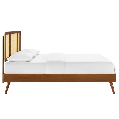 Kelsea Cane and Wood Queen Platform Bed With Splayed Legs by Modway