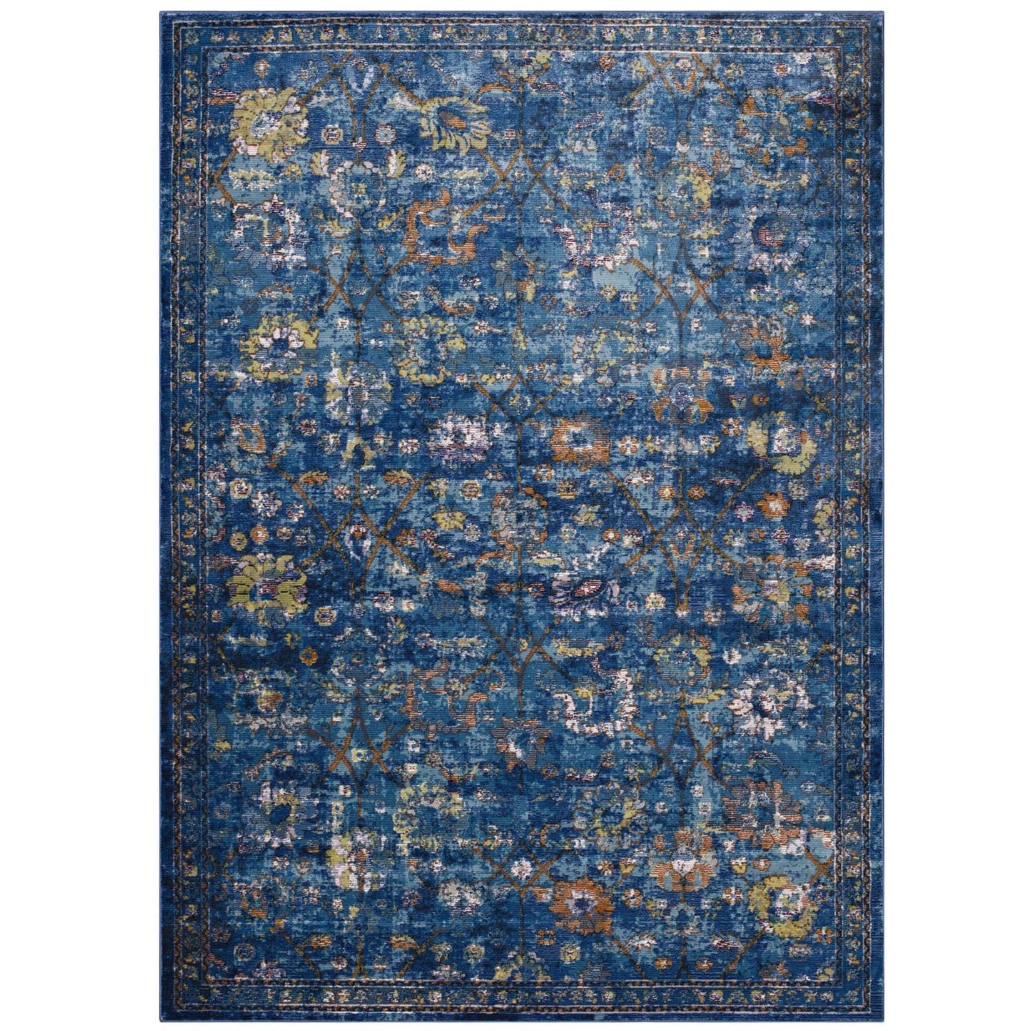 Minu Distressed Floral Lattice 4x6 Area Rug by Modway
