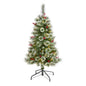 4' Frosted Swiss Pine Artificial Christmas Tree w/ 100 Clear LED Lights & Berrie
