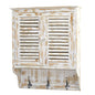 32"  White Washed Wall Cabinet with Hooks