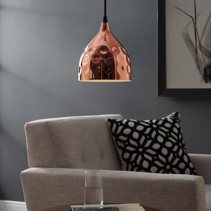 Dimple 6.5" Bell-Shaped Rose Gold Pendant Light by Modway