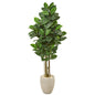 65" Rubber Leaf Artificial Tree in Sand Colored Planter