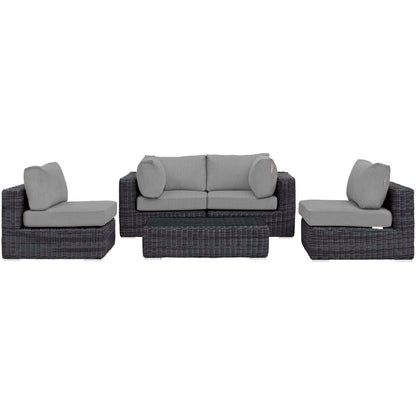 Summon 5 Piece Outdoor Patio Sunbrella¨ Sectional Set by Modway