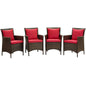 Conduit Outdoor Patio Wicker Rattan Dining Armchair Set of 4 by Modway