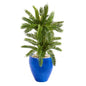 3' Double Cycas Artificial Plant in Blue Planter
