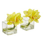 Cymbidium Orchid Artificial Arrangement In Glass Vase (Set Of 2)