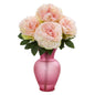 Peony Artificial Arrangement in Rose Garden Vase