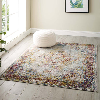 Success Merritt Transitional Distressed Floral Vintage Medallion 4x6 Area Rug by Modway