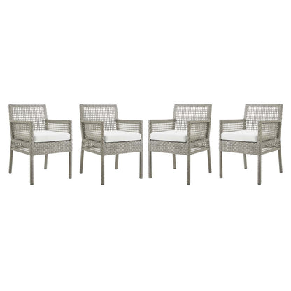 Aura Outdoor Patio Wicker Rattan Dining Armchair Set of 4 by Modway