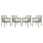 Aura Outdoor Patio Wicker Rattan Dining Armchair Set of 4 by Modway