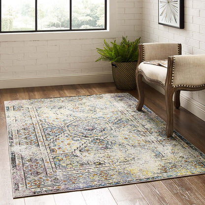 Success Jacinda Distressed Vintage Floral Vintage Medallion 4x6 Area Rug by Modway
