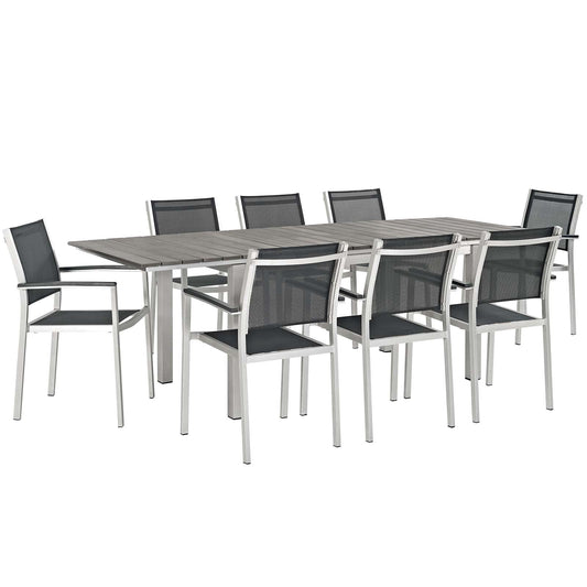Shore 9 Piece Outdoor Patio Aluminum Dining Set by Modway