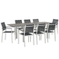 Shore 9 Piece Outdoor Patio Aluminum Dining Set by Modway