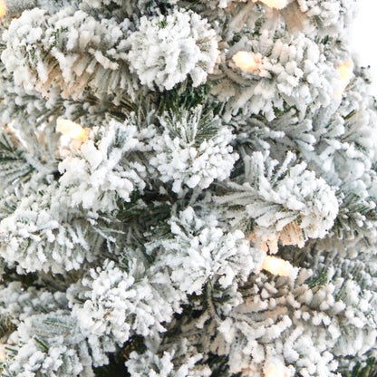 3' Flocked Pencil Artificial Christmas Tree w/ 50 Clear Lights & 132 Bendable