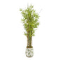 64"  Grass Artificial Bamboo Plant in Floral Print Planter