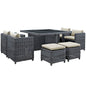 Summon 9 Piece Outdoor Patio Sunbrella¨ Dining Set by Modway