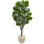 67"  Fiddle Leaf Fig Artificial Tree in Sand Stone Planter