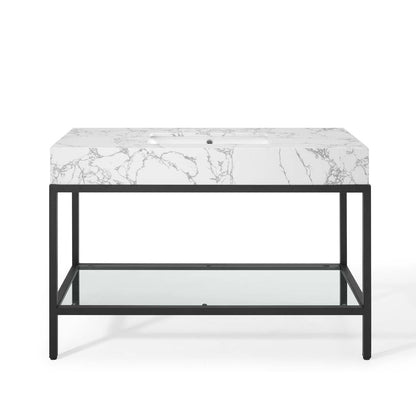 Kingsley 50" Black Stainless Steel Bathroom Vanity by Modway