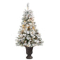 4.5' Flocked White River Mountain Pine Artificial Christmas Tree w/ Pinecones