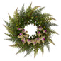 23" Fern and Phalaenopsis Orchid Artificial Wreath