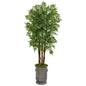 76"  Parlour Artificial Palm Tree in Copper Trimmed Metal Planter