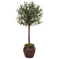 4.5' Olive Topiary Tree in Weave Panel Planter