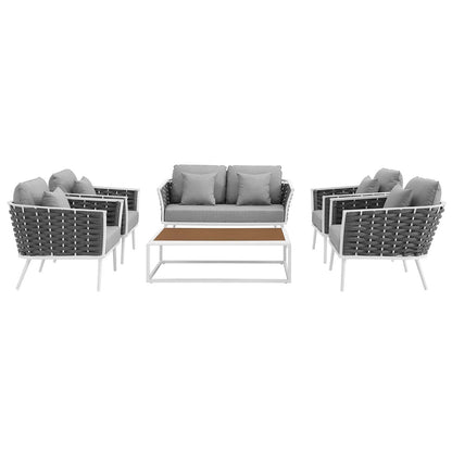 Stance 6 Piece Outdoor Patio Aluminum Sectional Sofa Set by Modway