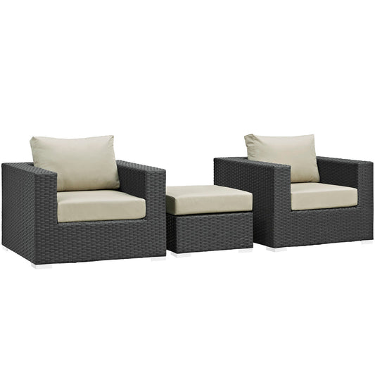 Sojourn 3 Piece Outdoor Patio Sunbrella¨ Sectional Set by Modway