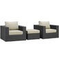 Sojourn 3 Piece Outdoor Patio Sunbrella¨ Sectional Set by Modway