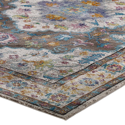 Success Anisah Distressed Floral Vintage Medallion 8x10 Area Rug by Modway