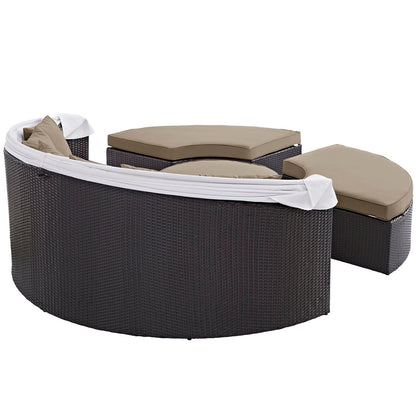 Quest Outdoor Patio Wicker Rattan Canopy Sectional Daybed by Modway