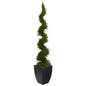 70" Cypress Artificial Spiral Tree in Black Planter