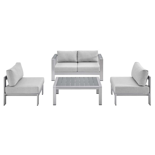 Shore 4 Piece Sunbrella¨ Fabric Outdoor Patio Aluminum Set by Modway