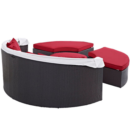 Convene Outdoor Patio Wicker Rattan Canopy Sectional Daybed by Modway
