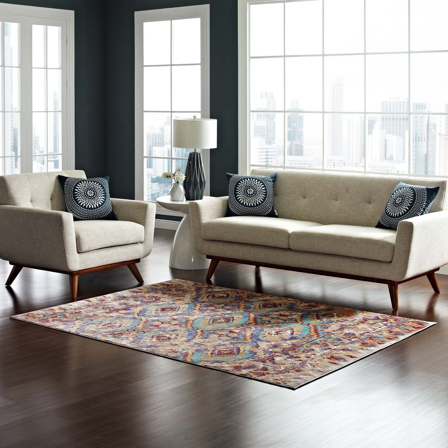 Centehua Distressed Southwestern Aztec 5x8 Area Rug by Modway